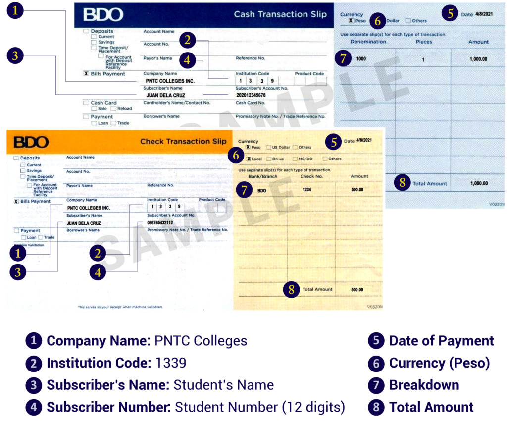 Bdo Cash Deposit Slip Template