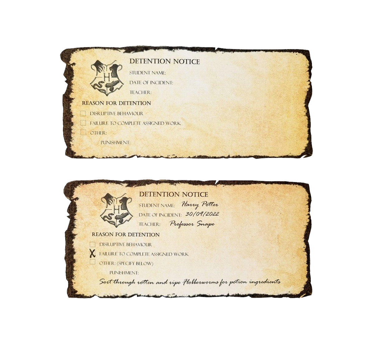 Hogwarts Detention Slip Harry Potter Hogwarts School PERSONALISED Christmas Gift EBay UK