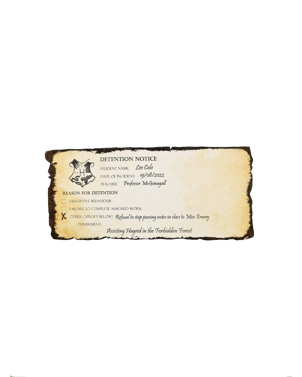 School Detention Slip Template