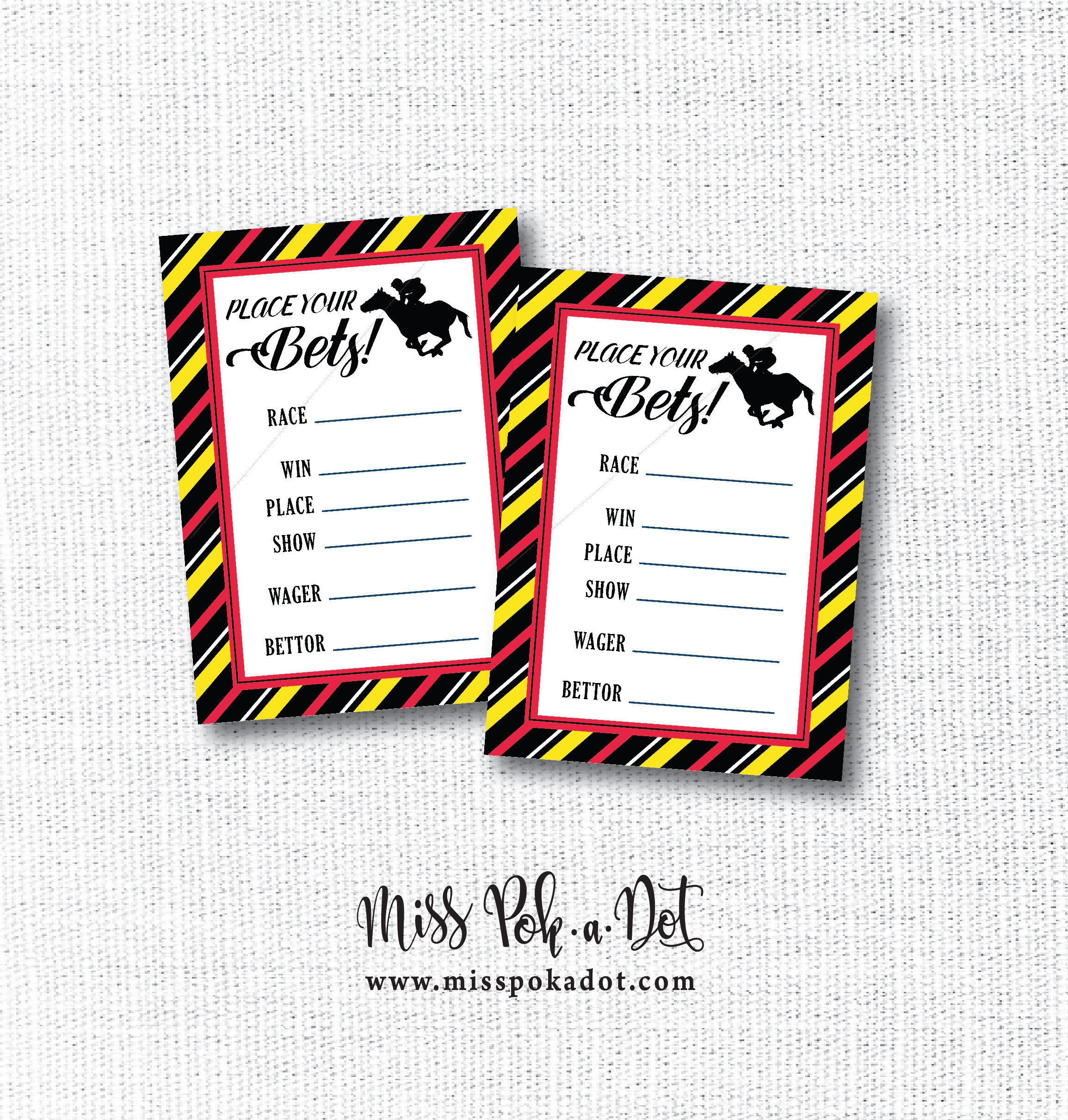 Horse Race Bet Card Printable Betting Slip Maryland Flag Place 