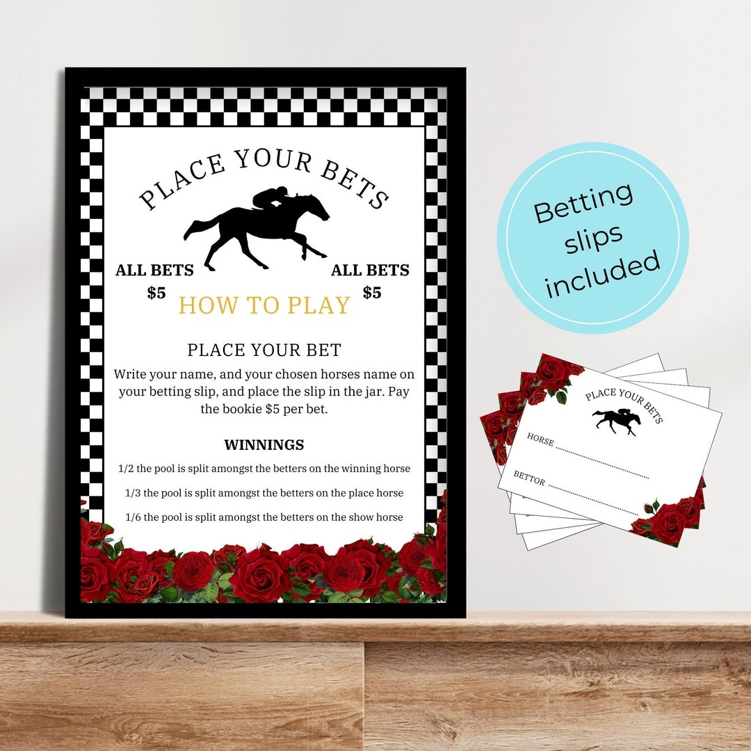 Horse Race Betting Sign U0026 Betting Slips Template Kentucky Derby Party Racing Wager Pool Instant Download Edit In Canva Roses Printable Etsy