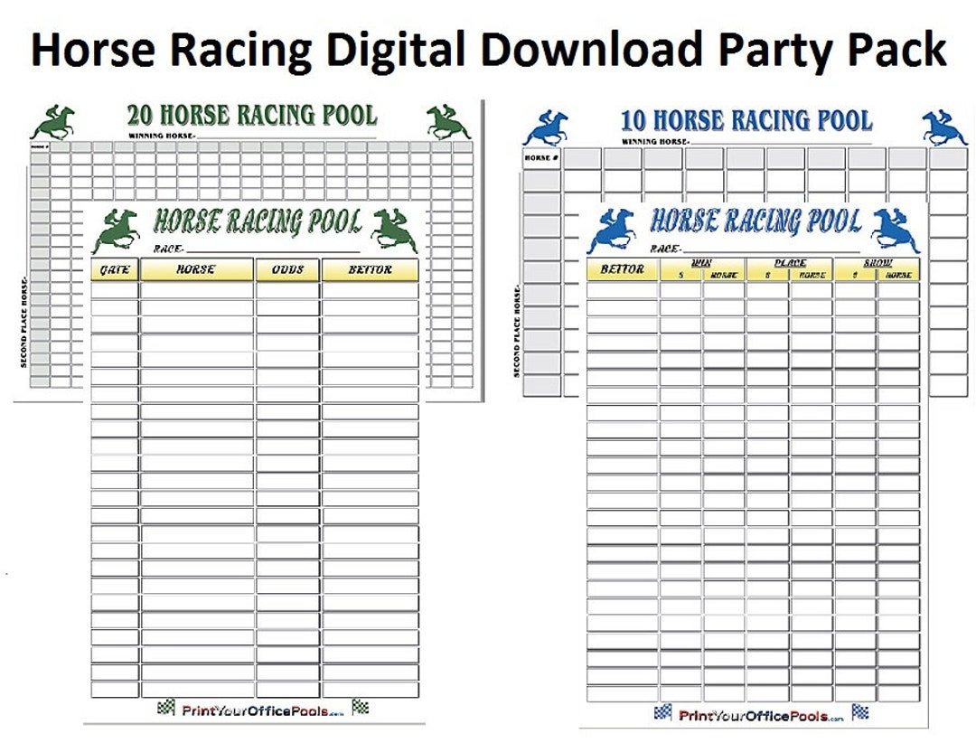 Horse Racing Party Betting Pack Printable For Kentucky Derby Belmont Stakes Preakness Breeders Cup Pools Place Your Bets On Race Slip Cards Etsy