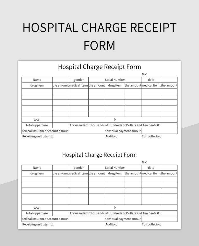 Hospital Charge Receipt Form Excel Template And Google Sheets File For Free Download Slidesdocs