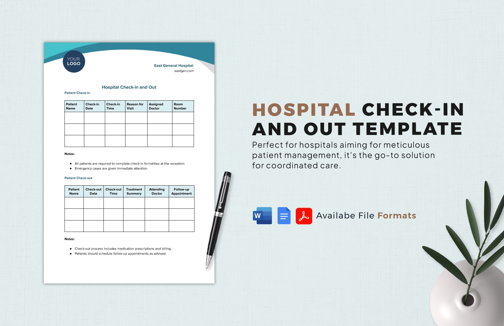 Patient Check Out Slip Template