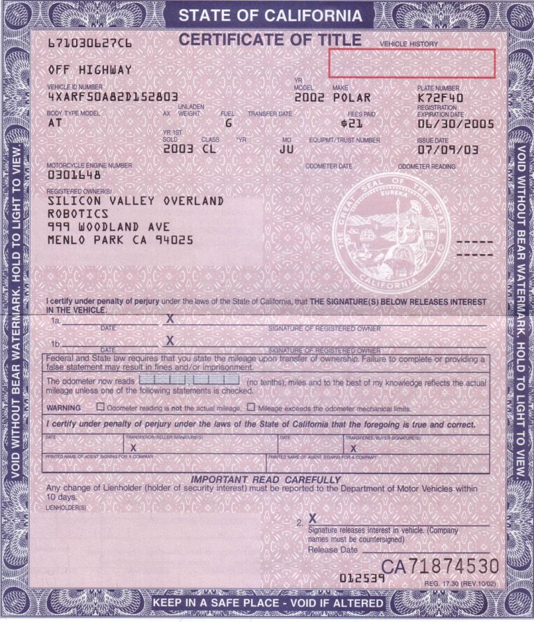 How To Fill Out A Certificate Of Title When Selling A Car 