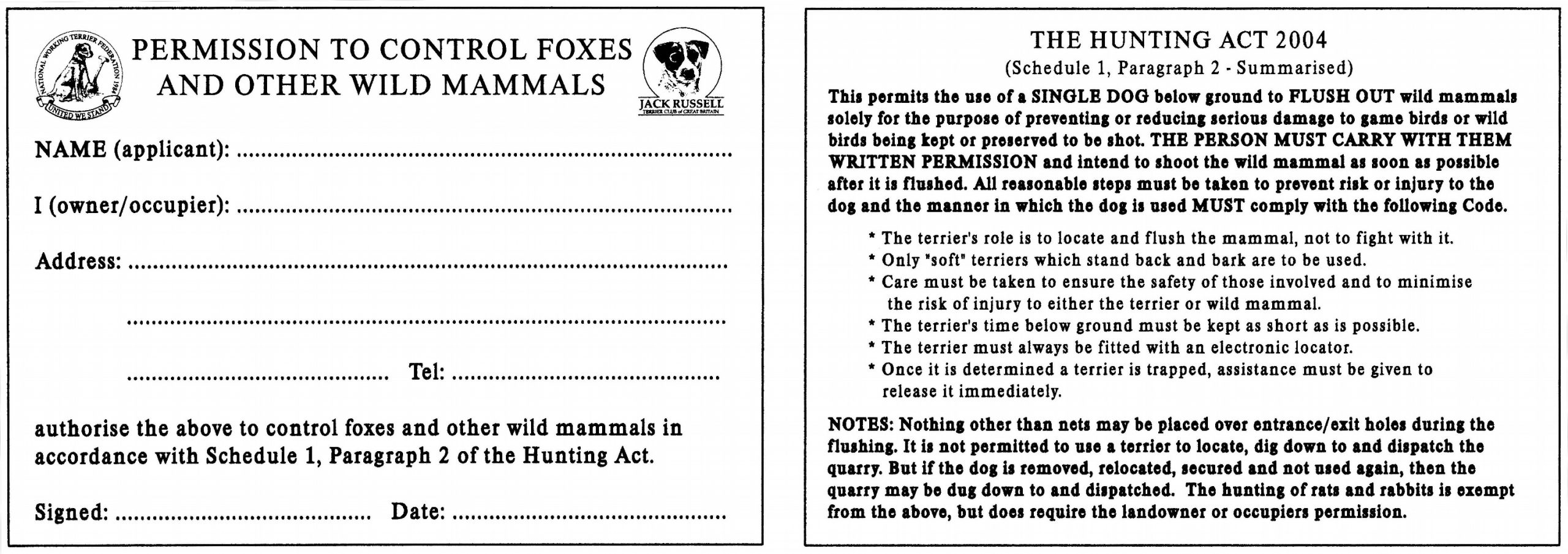 Hunting Act Terrier Work