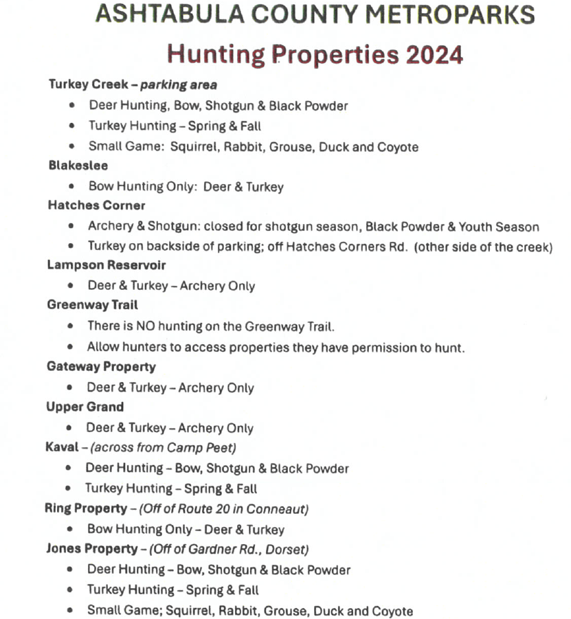 Information Ashtabula County Metroparks