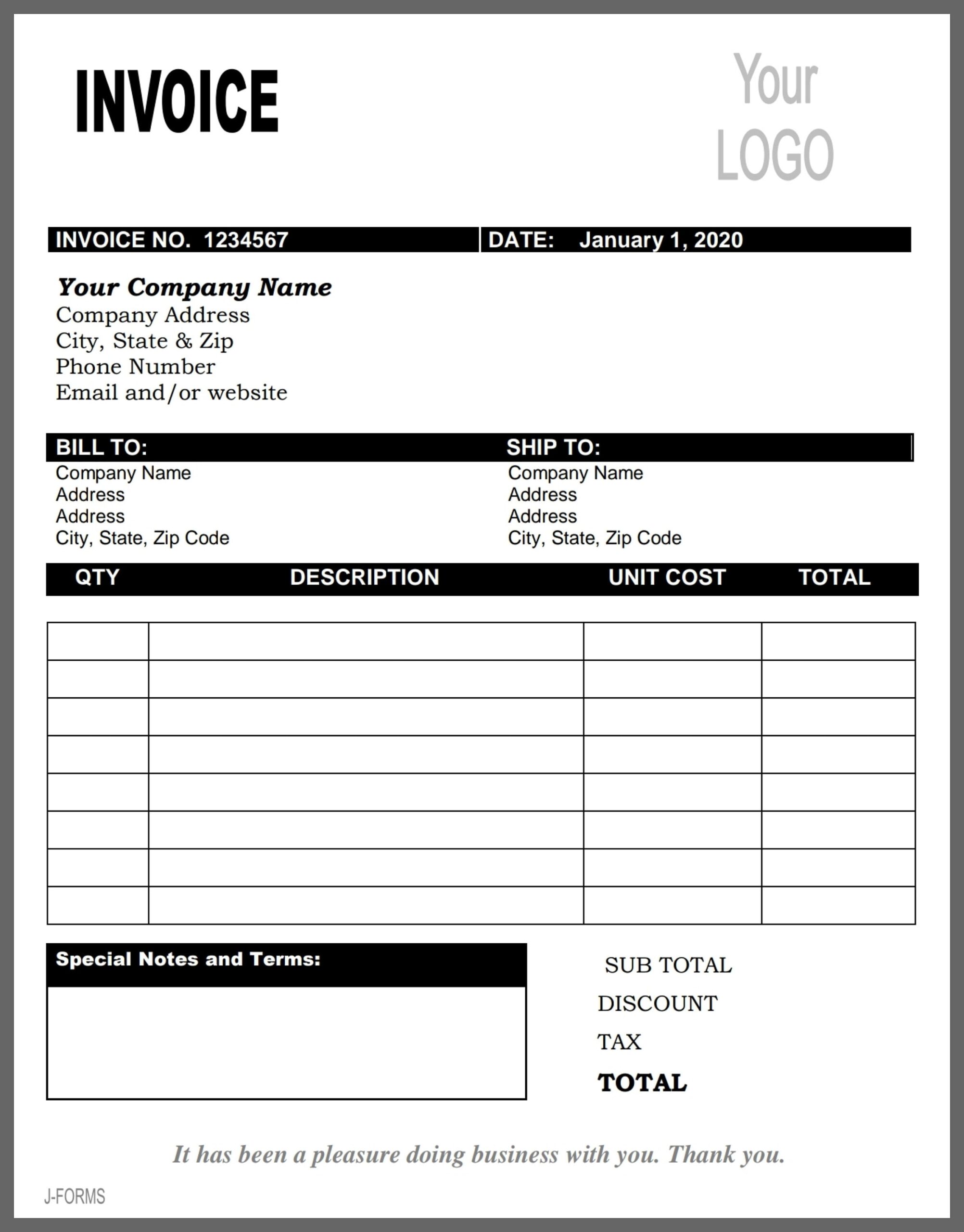 Invoice Slip Template