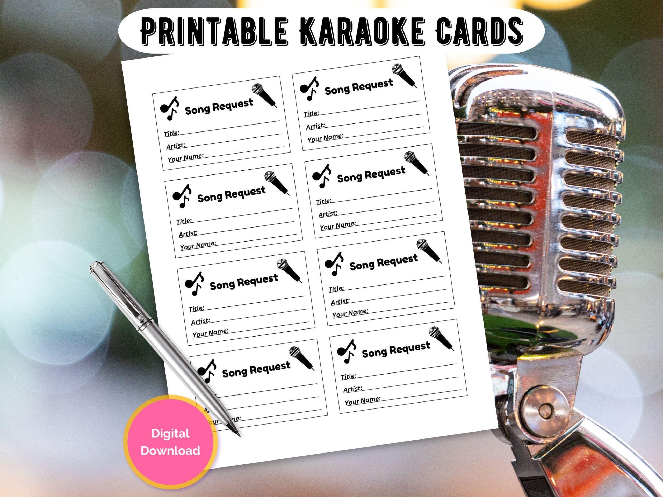 Karaoke Request Slip Etsy