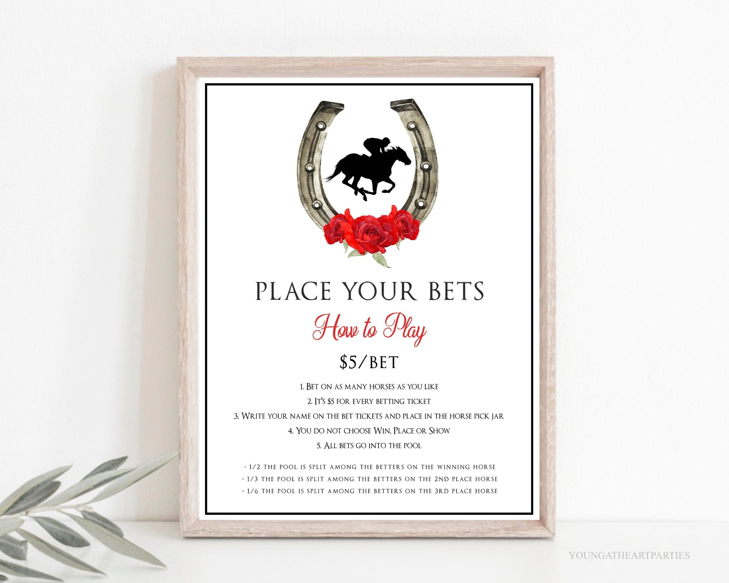 Kentucky Derby Race Betting Sign With Bet Slips Template Editable 