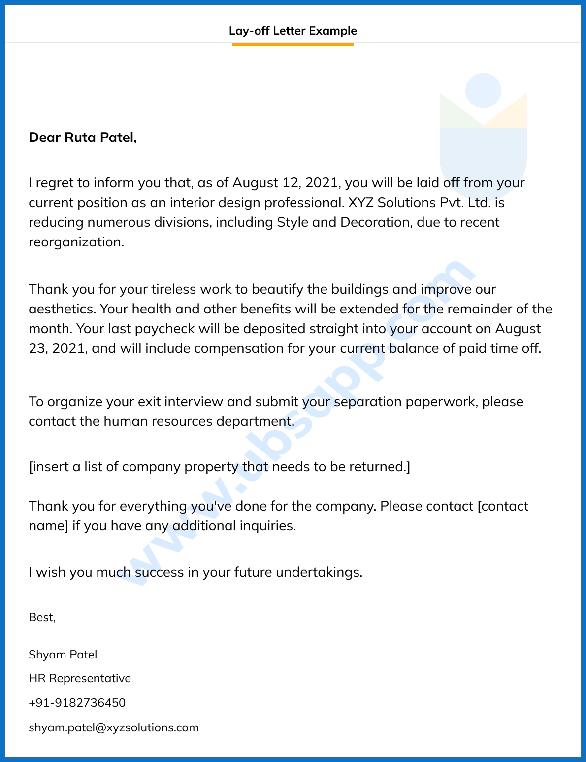 Lay Off Letter Format Meaning Tips Examples And More