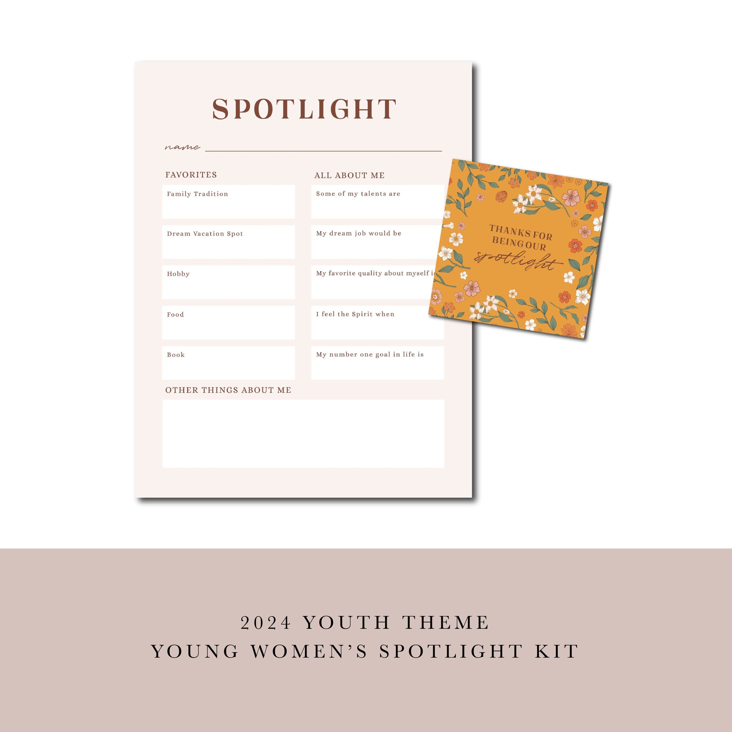 LDS Young Women Spotlight Template Printable LDS Youth Spotlight Questionare Instant Download 2024 I Am A Disciple Of Jesus Christ Etsy