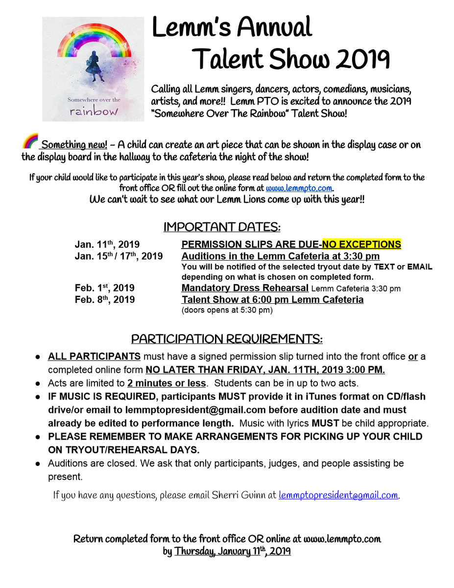 Talent Show Permission Slip Template