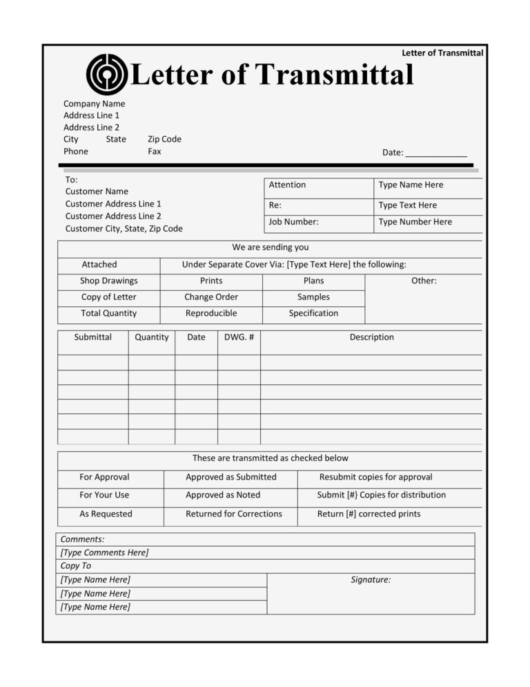 Letter Of Transmittal 40 Great Examples U0026 Templates TemplateLab