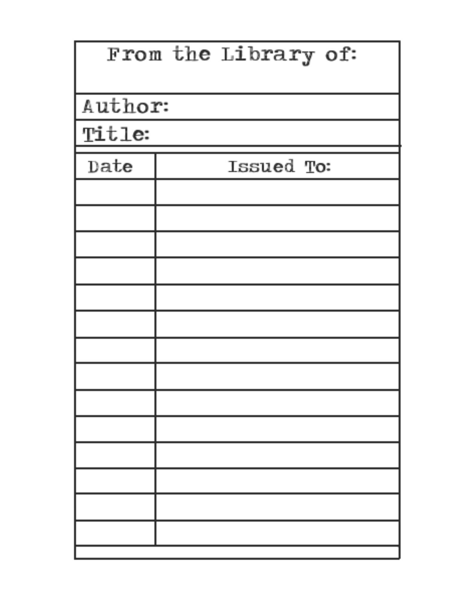 Library Card Printable Instant Download Printable Wild Moonlight Co