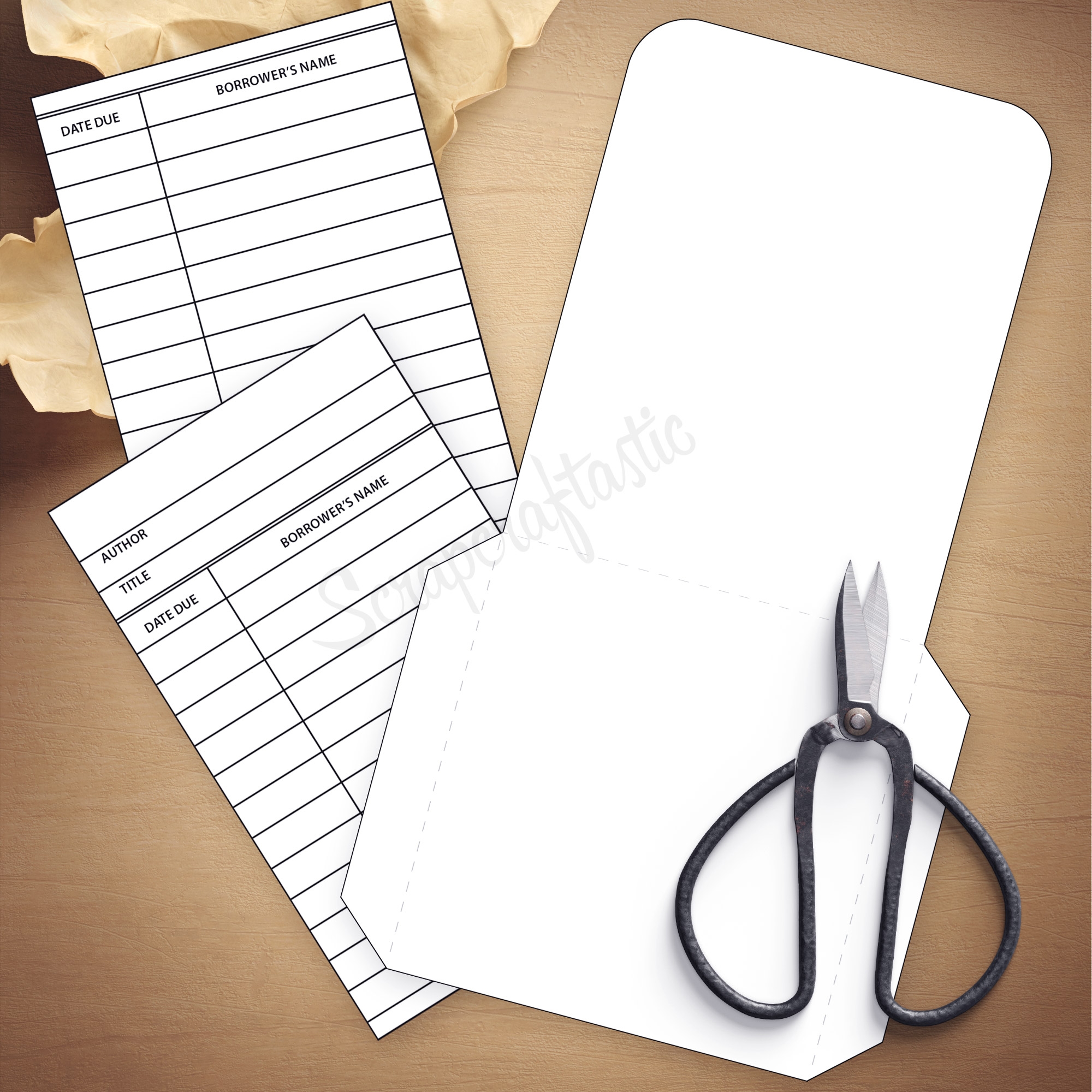 Library Pocket And Library Card Template And Cut Files