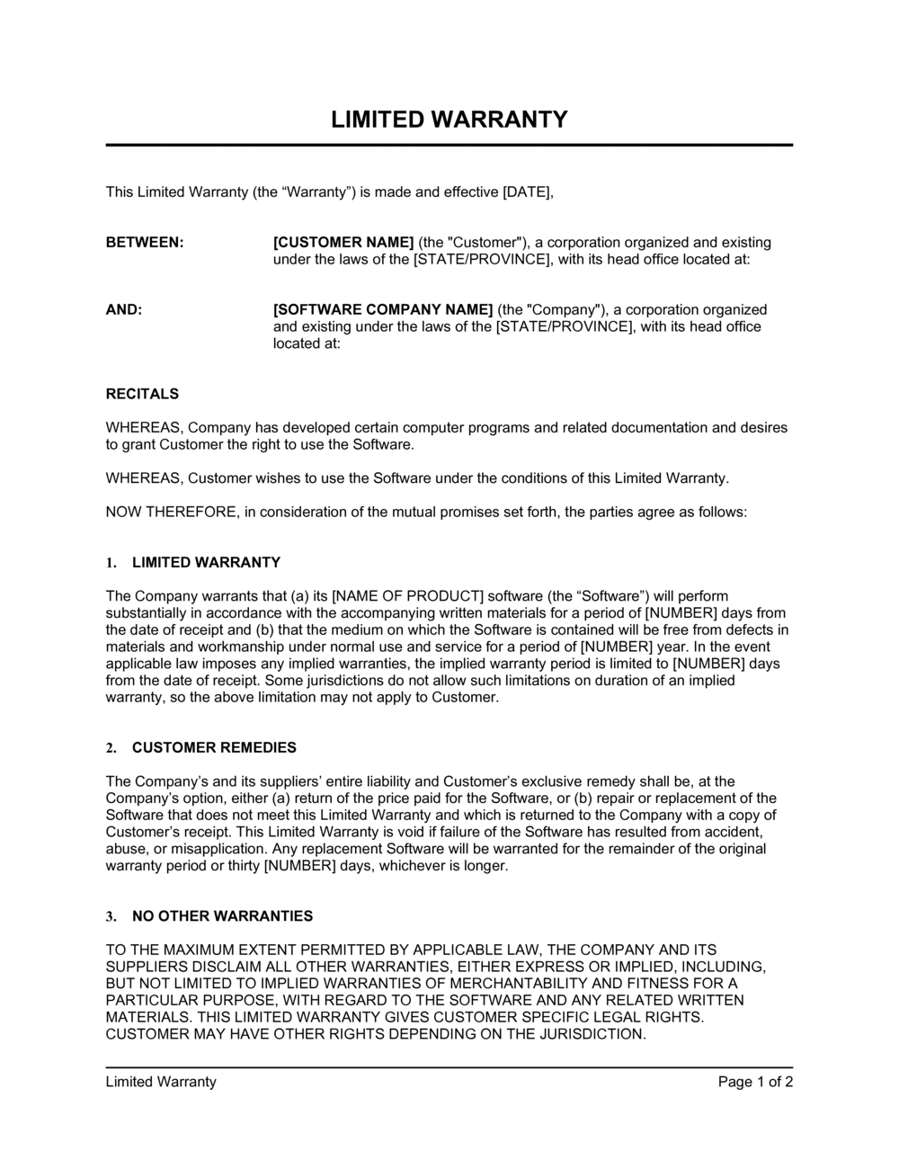 Warranty Slip Template