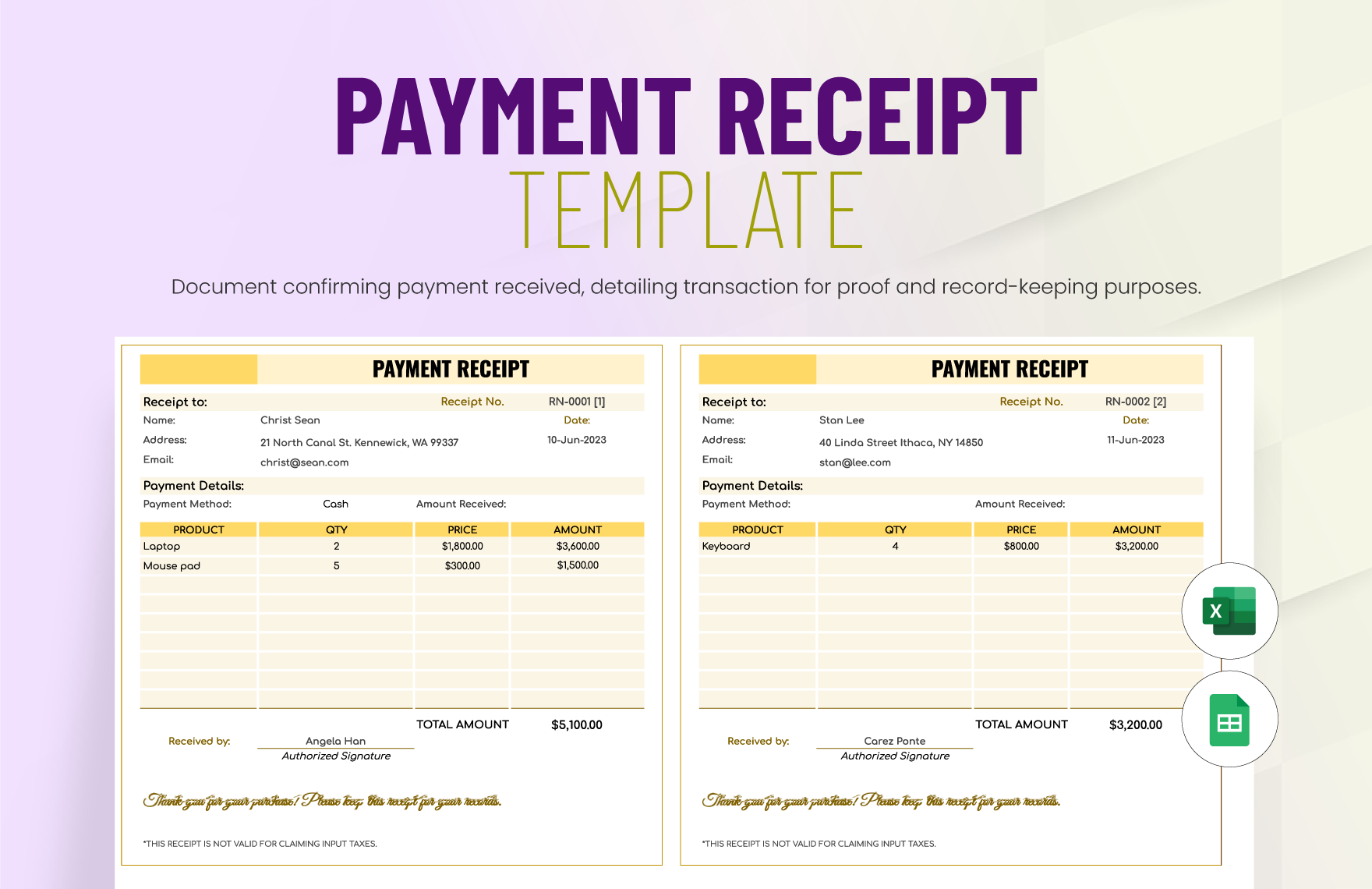 Loan Repayment Receipt Template In Excel Google Sheets Download Template