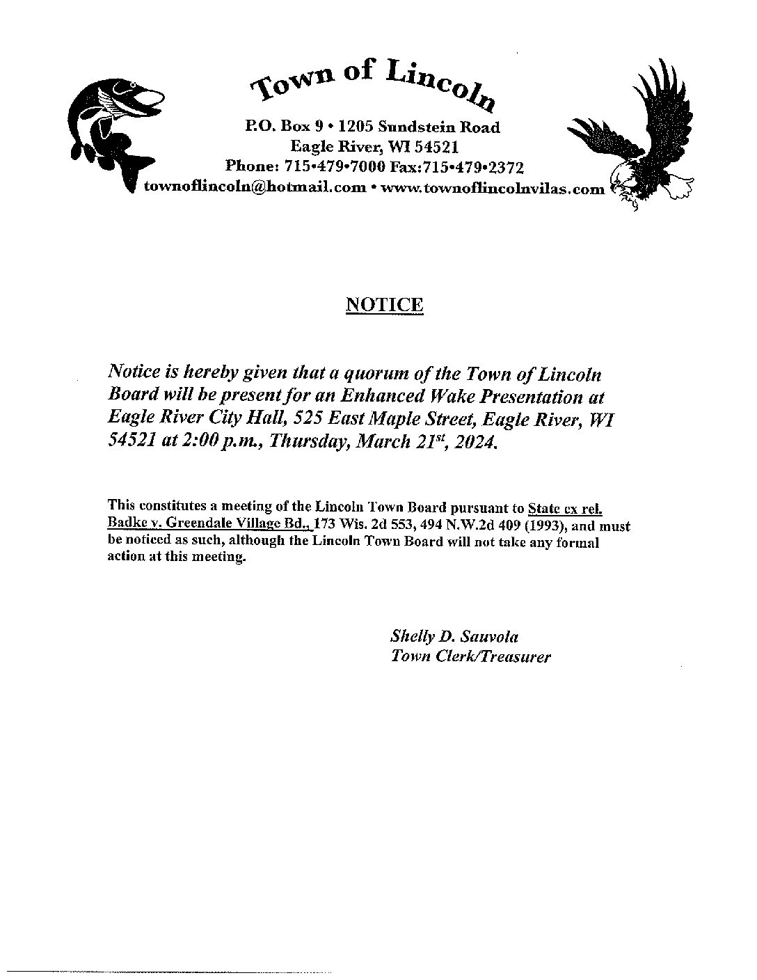 March 2024 Town Of Lincoln Vilas County WI