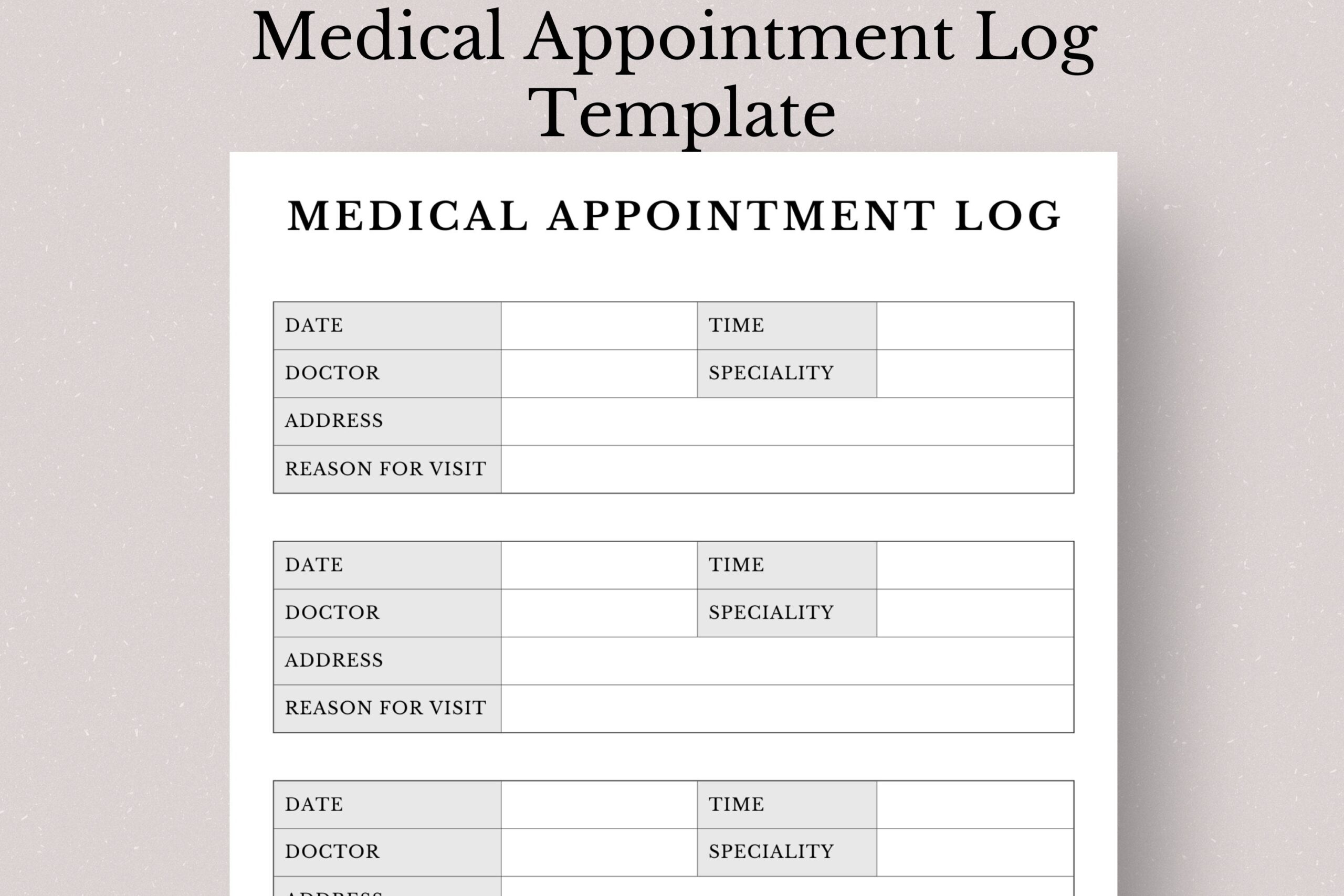 Medical Appointment Log Template Medical Appointment Log Doctor Appointment Template Medical Appointment Planner Medical Appointment