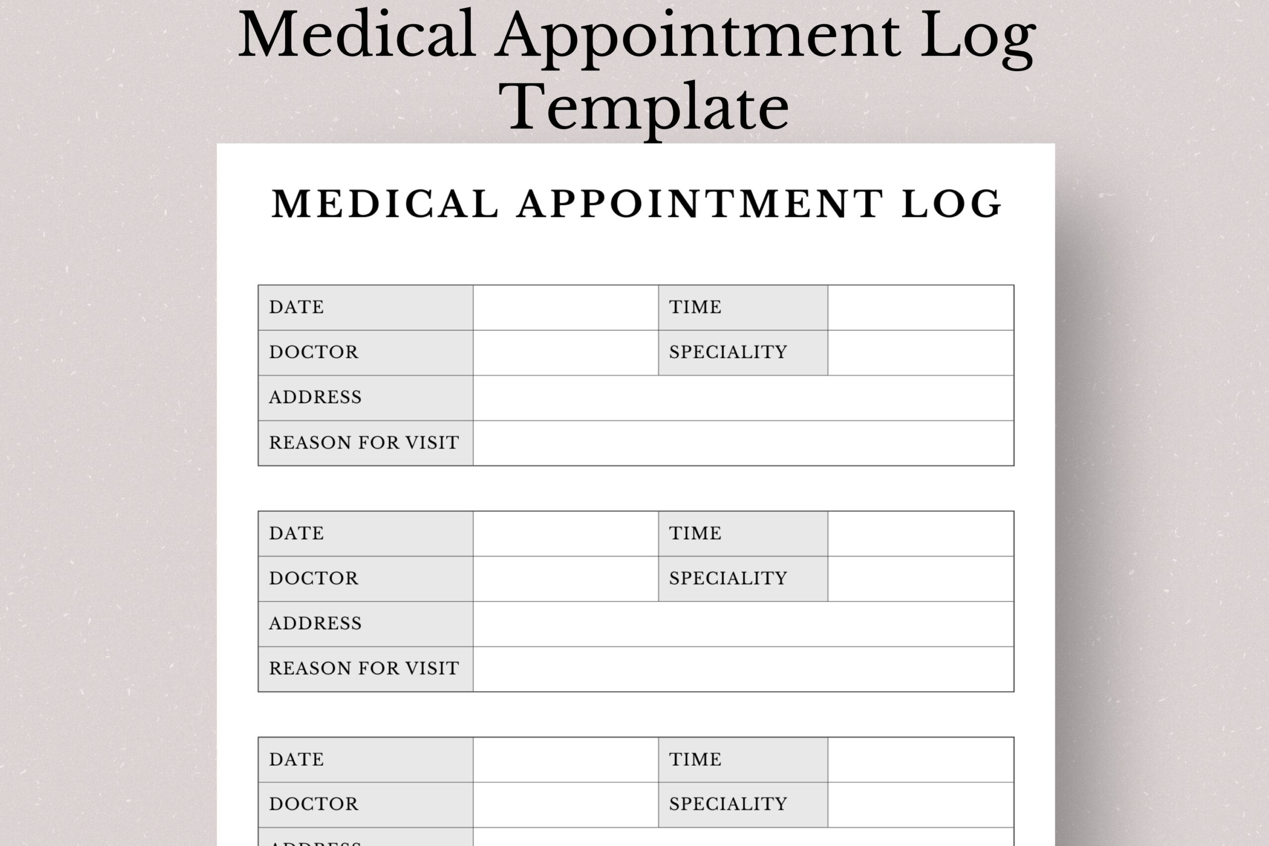 Medical Appointment Log Template Medical Appointment Log Doctor Appointment Template Medical Appointment Planner Medical Appointment