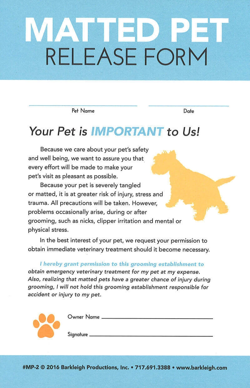 Modern Matted Pet Release Form