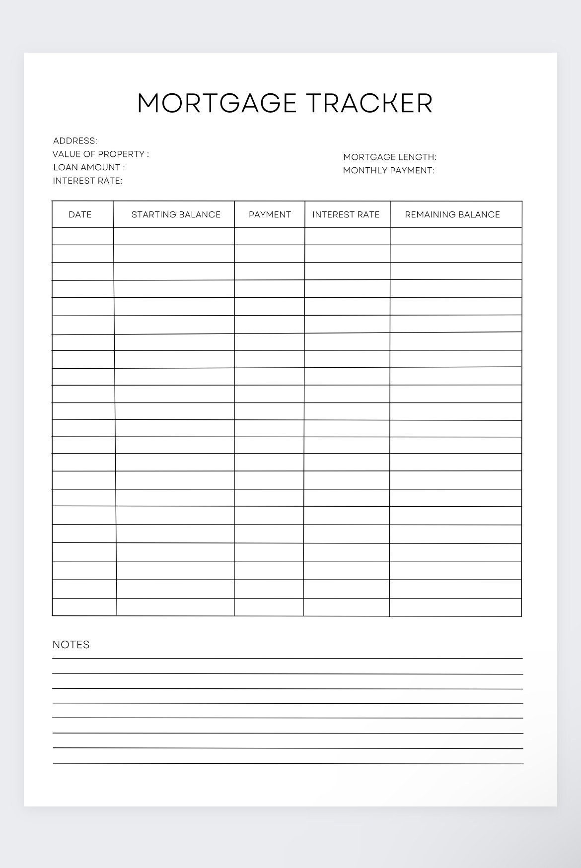 Mortgage Tracker mortgage Log mortgage Planner mortgage Template mortgage Payments loan Tracker mortgage Sheet debt Tracker mortgage Ledger Etsy