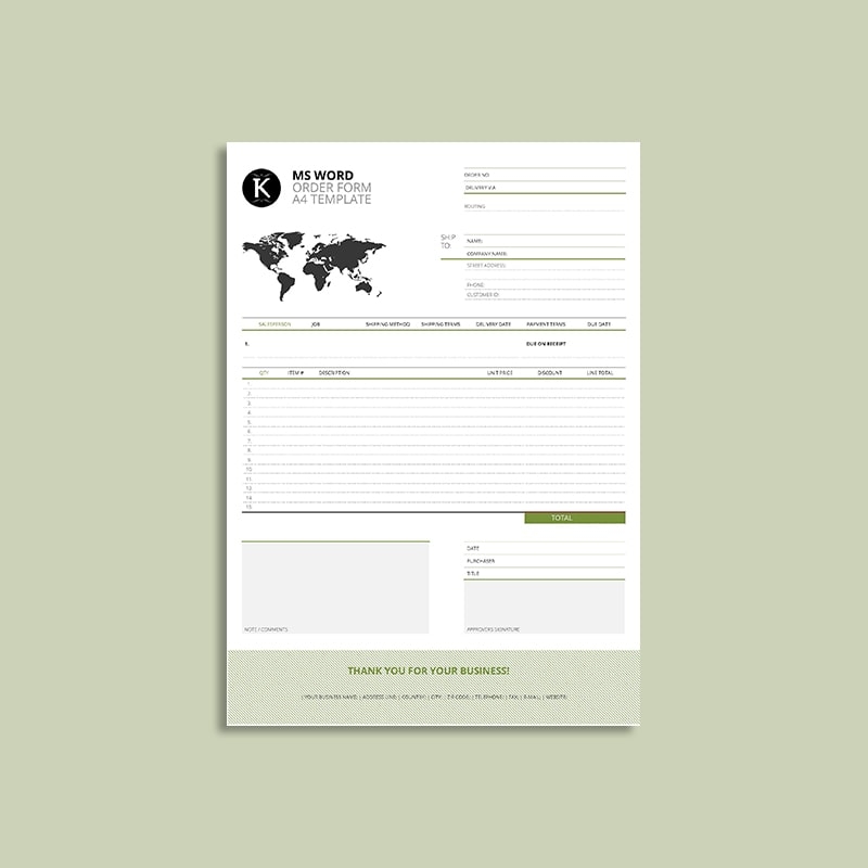 Order Slip Template Word