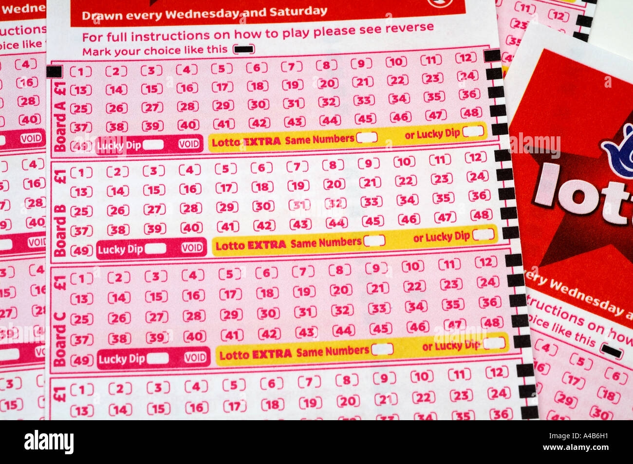 National Lottery Play Slip Stock Photo Alamy