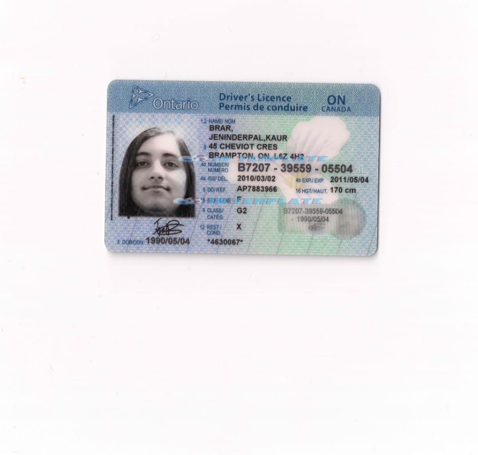 Ontario Driving License PSD Template Driving License Template