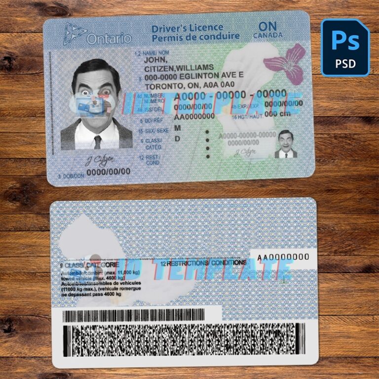 Ontario Driving License PSD Template Driving License Template