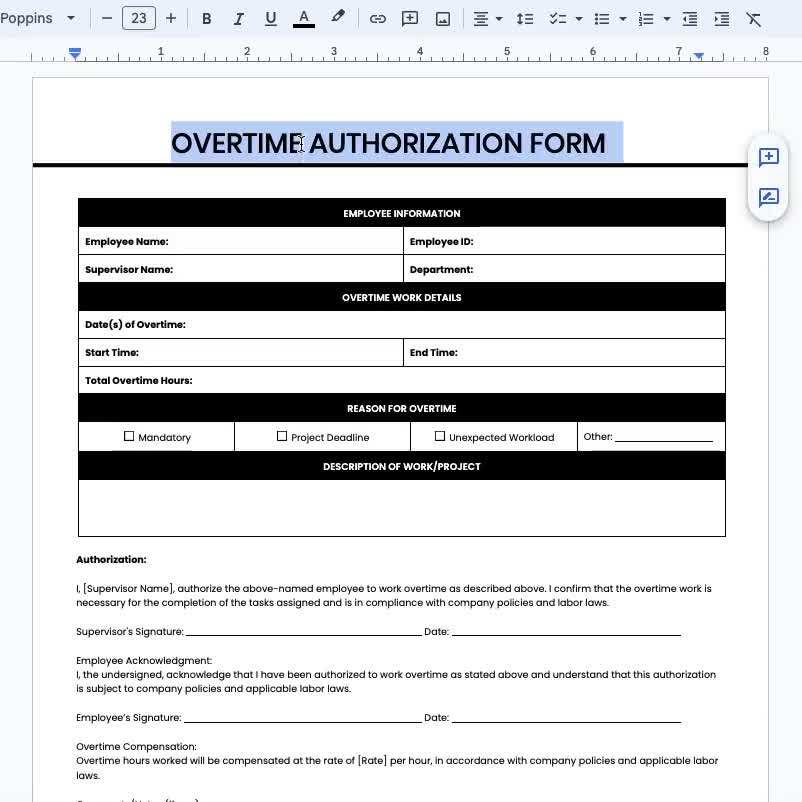 Overtime Authorization Form Template Overtime Request Form Overtime Tracking Form Employee Overtime Authorization Managing Overtime