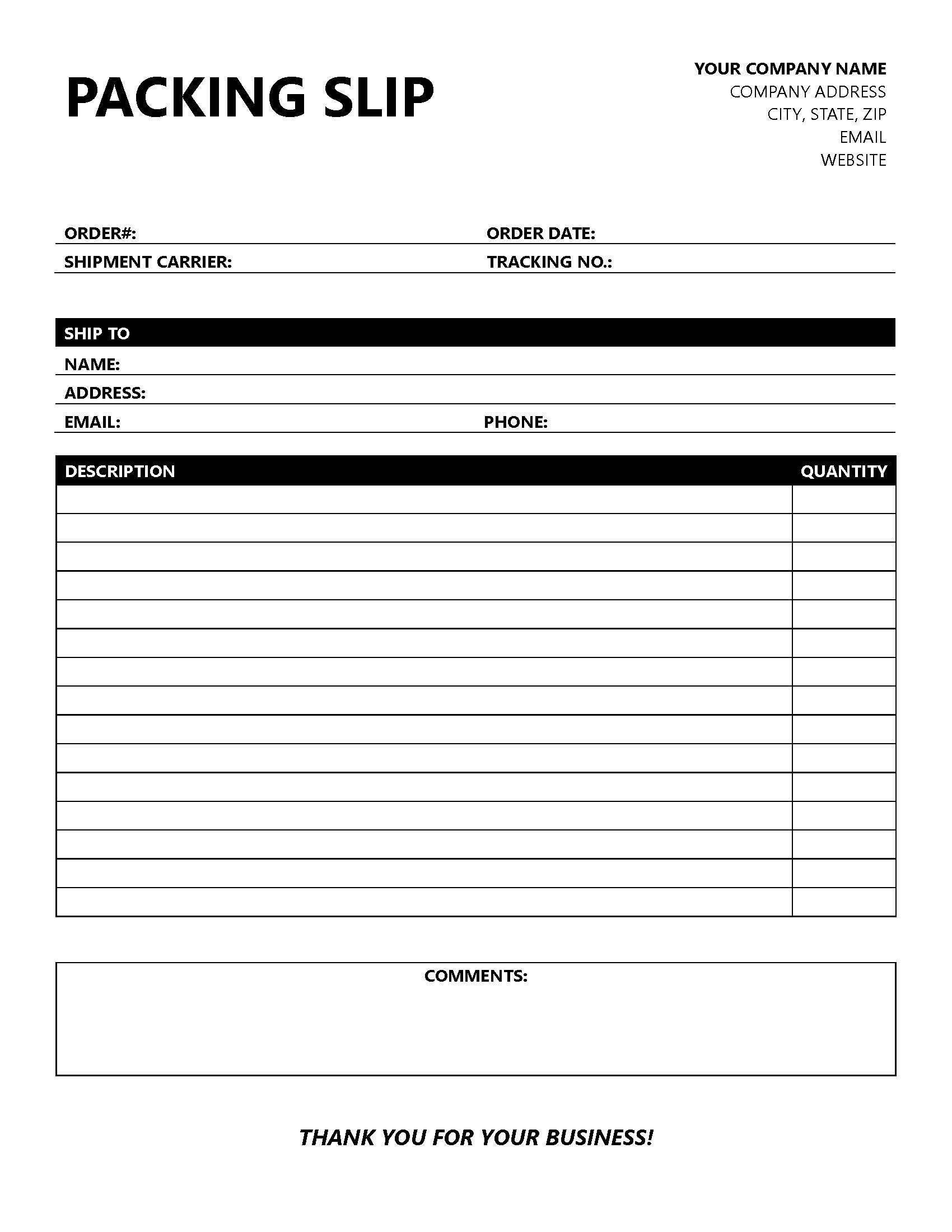 Packing Slip Microsoft Word Packing Slip Printable Packing Slip Packing Slip For Word Editable Packing Slip