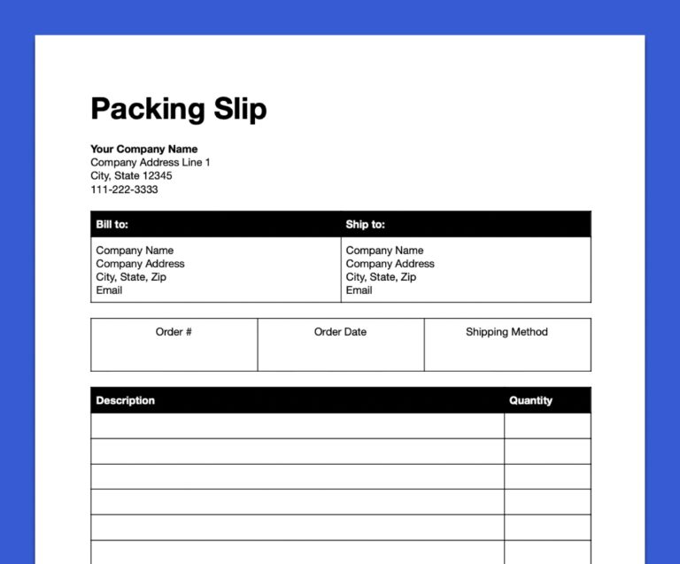 Packing Slip Printable Delivery Note Delivery Template Modern 