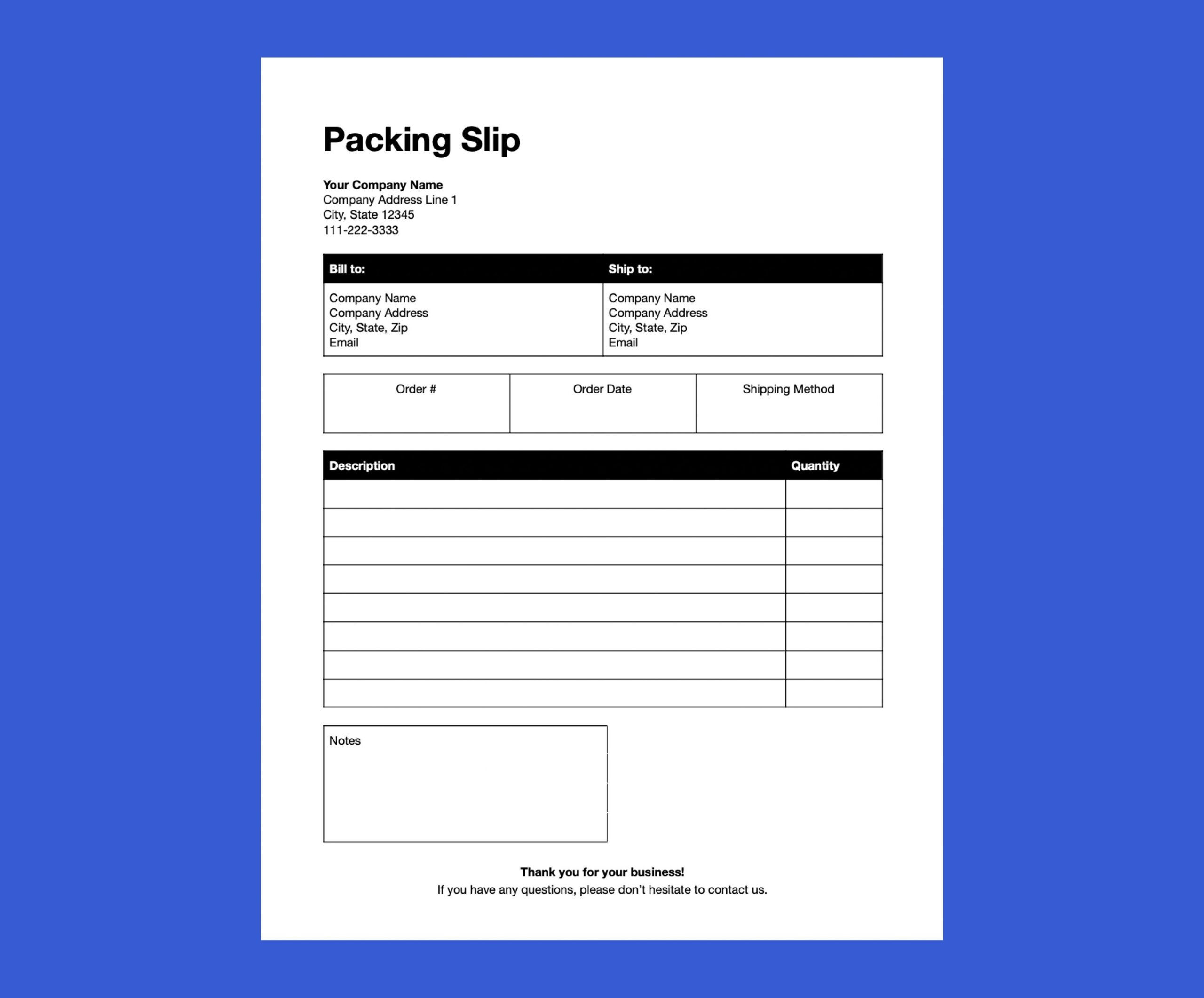 Packing Slip Printable Delivery Note Delivery Template Modern 