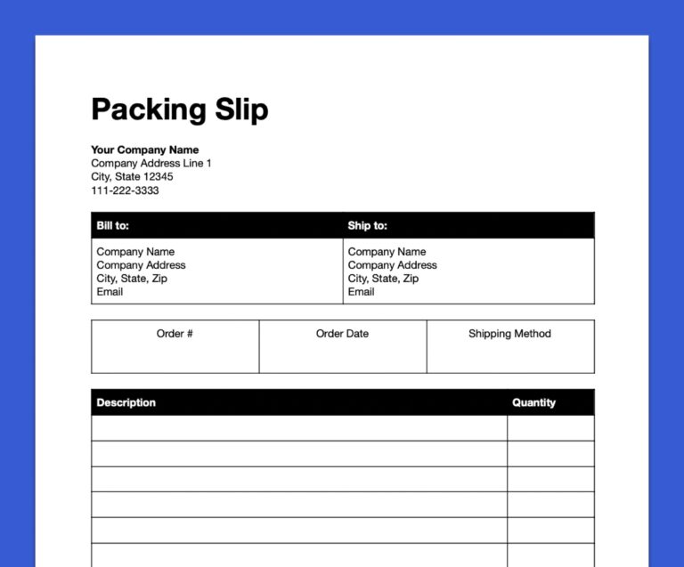 Packing Slip Printable Delivery Note Delivery Template Modern 