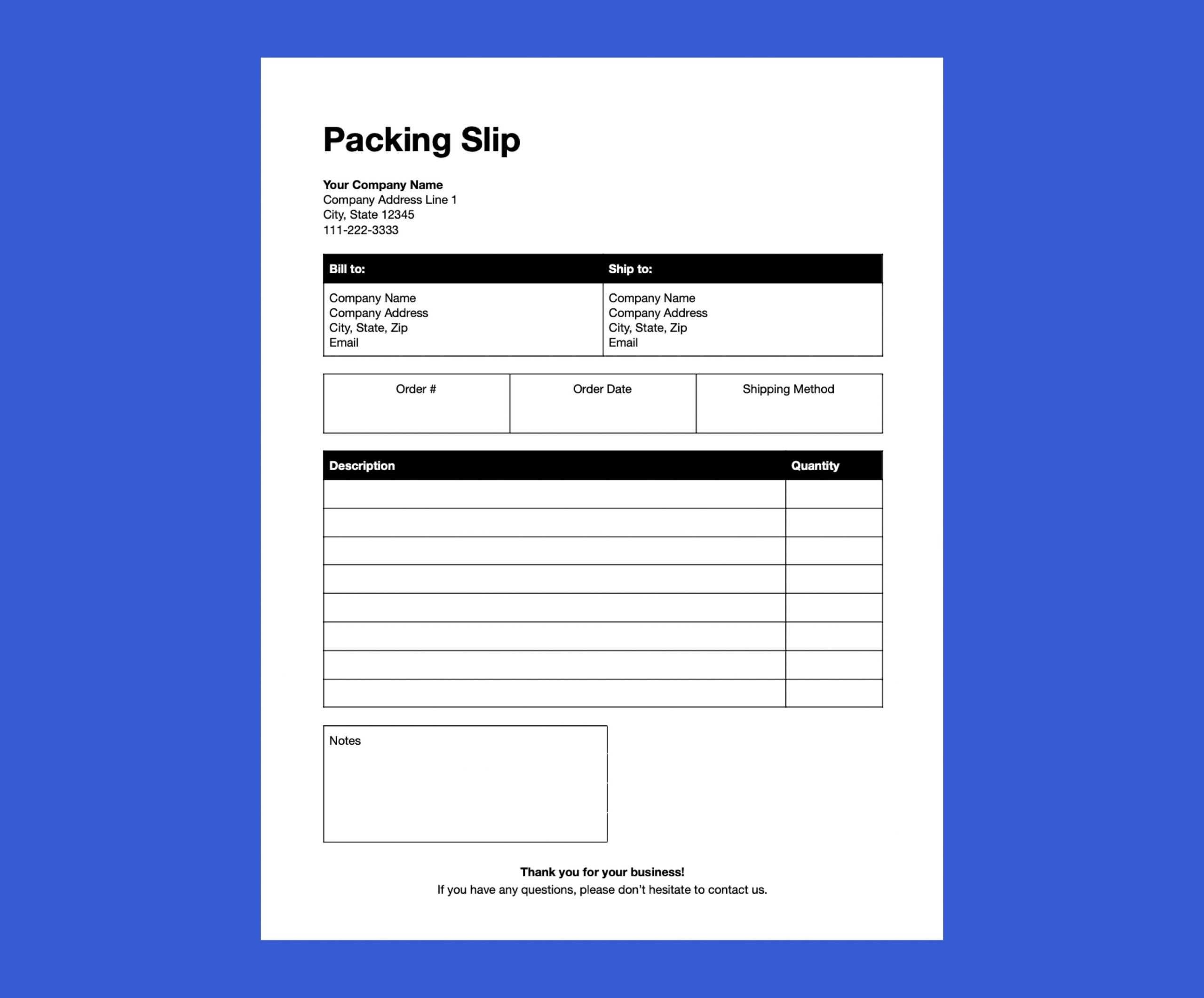 Packing Slip Printable Delivery Note Delivery Template Modern 