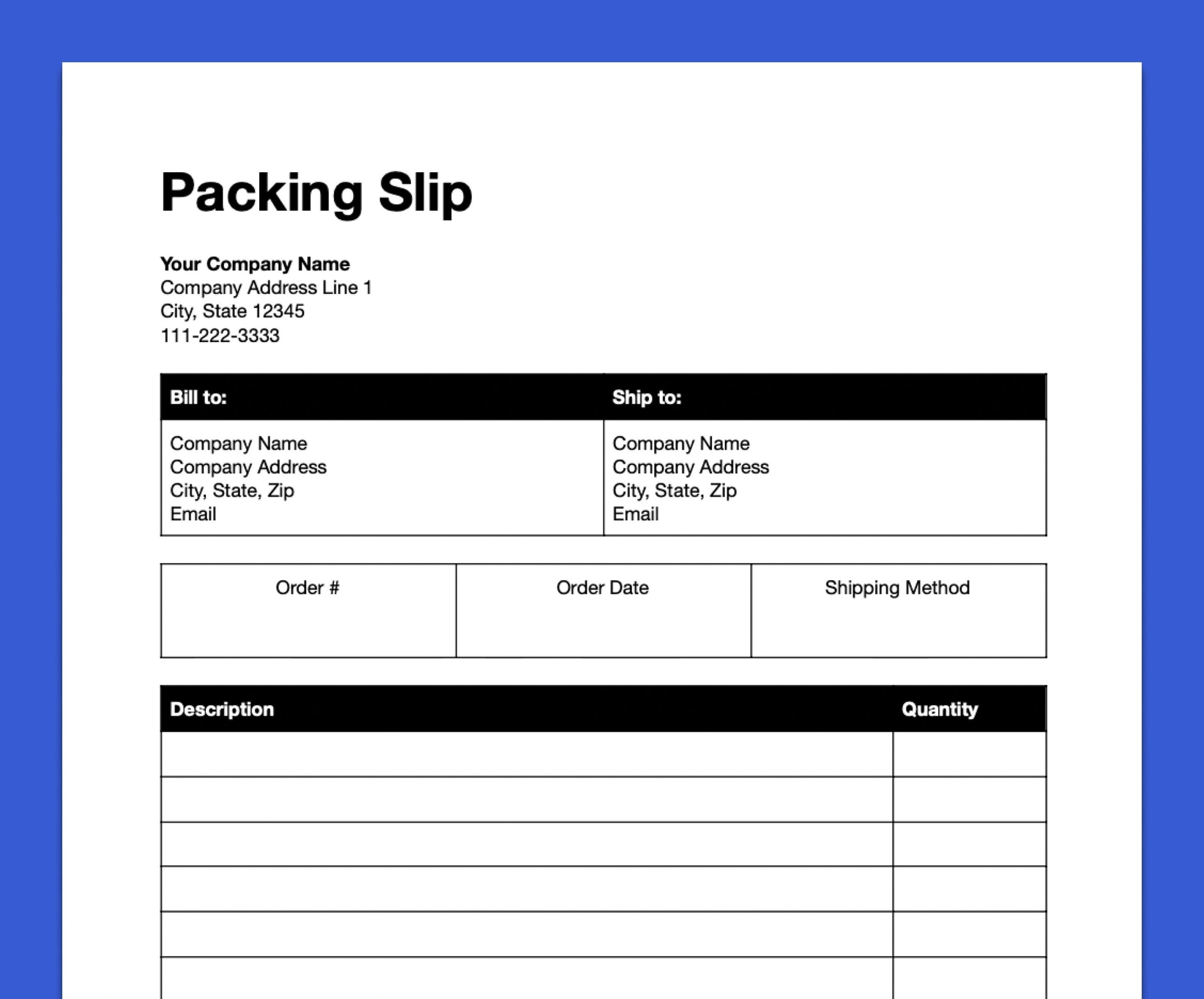 Packing Slip Template Free Download