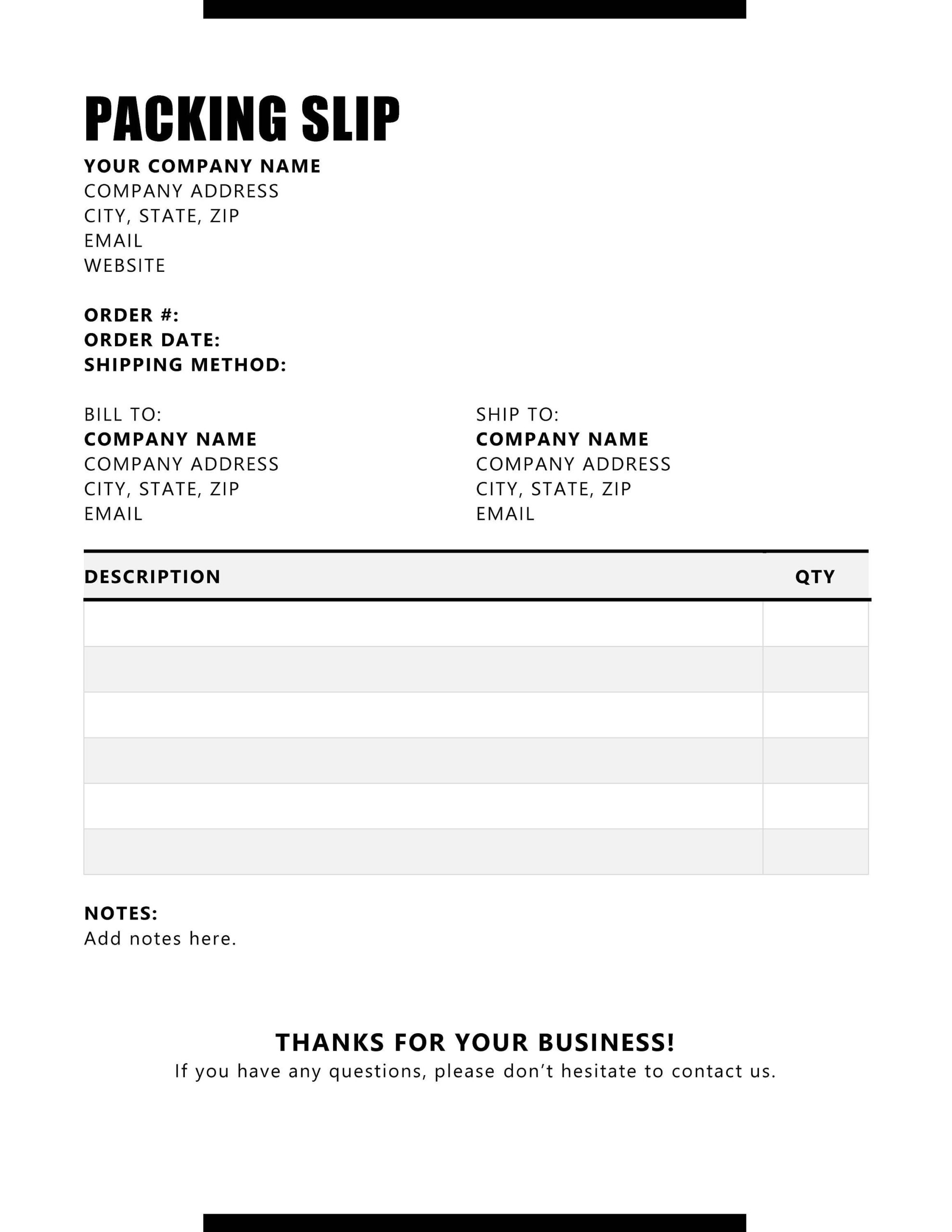 Packing Slip Printable Packing Slip Microsoft Word Packing Slip 