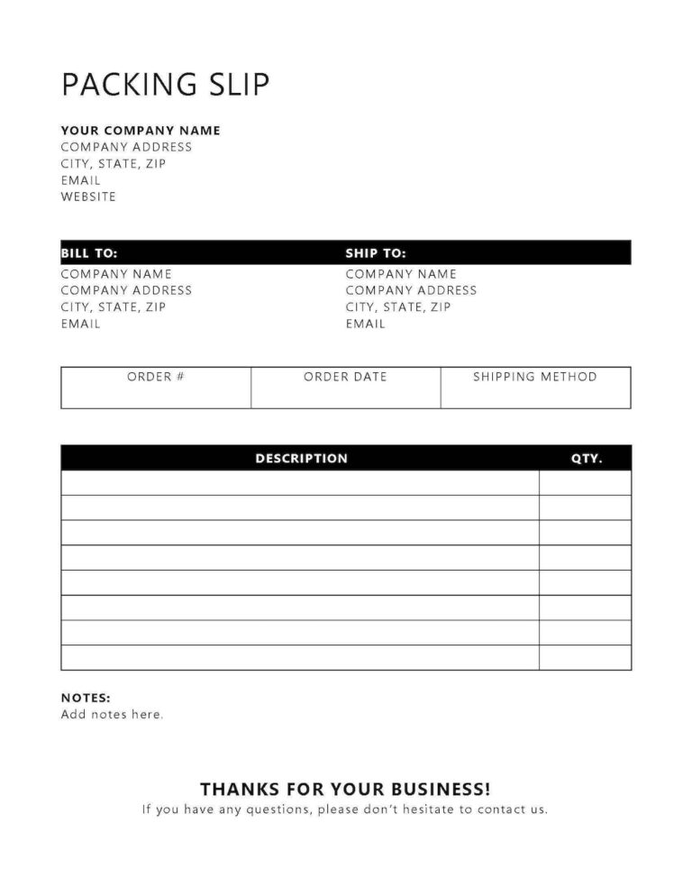 Packing Slip Printable Packing Slip Microsoft Word Packing Slip Packing Slip For Word Editable Packing Slip Etsy