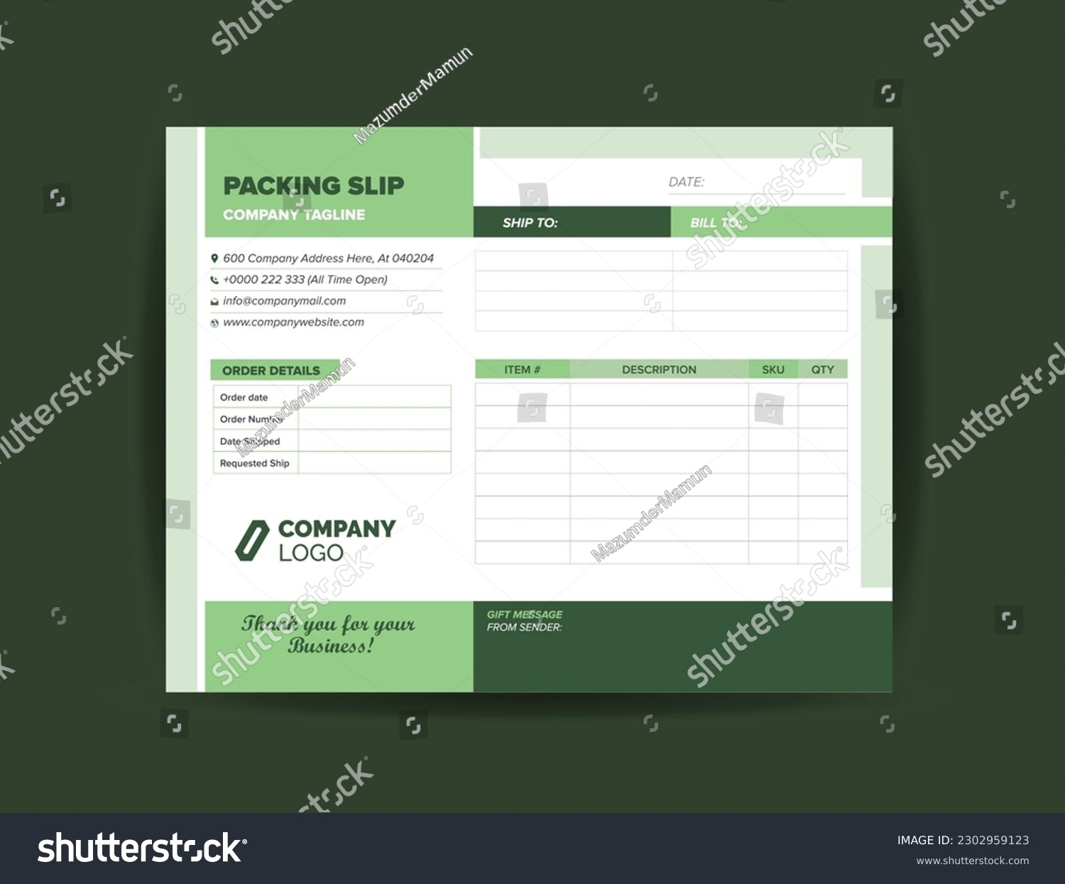 Modern Packing Slip Template
