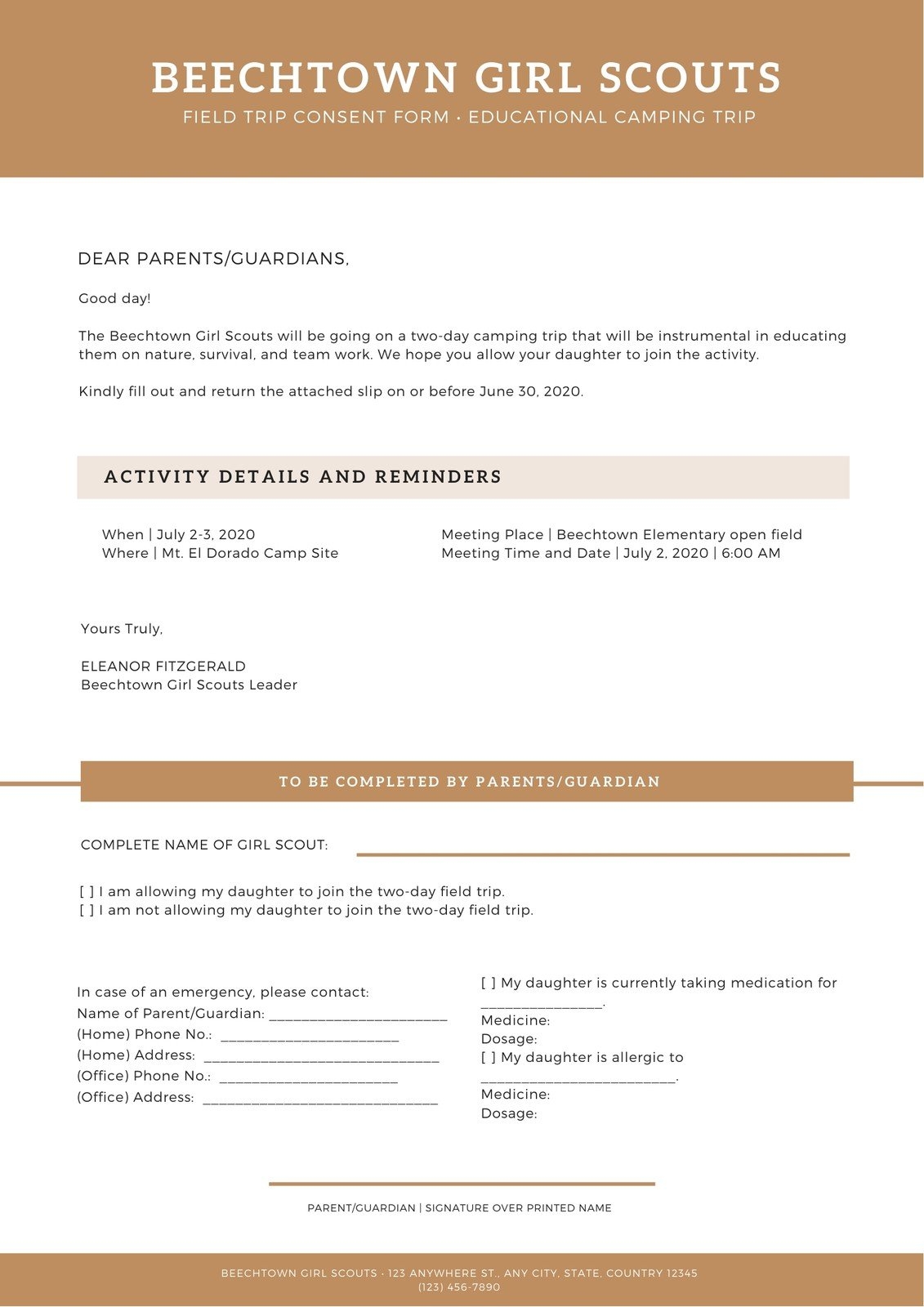 Page 2 Free Printable Customizable Permission Slip Letter Templates Canva