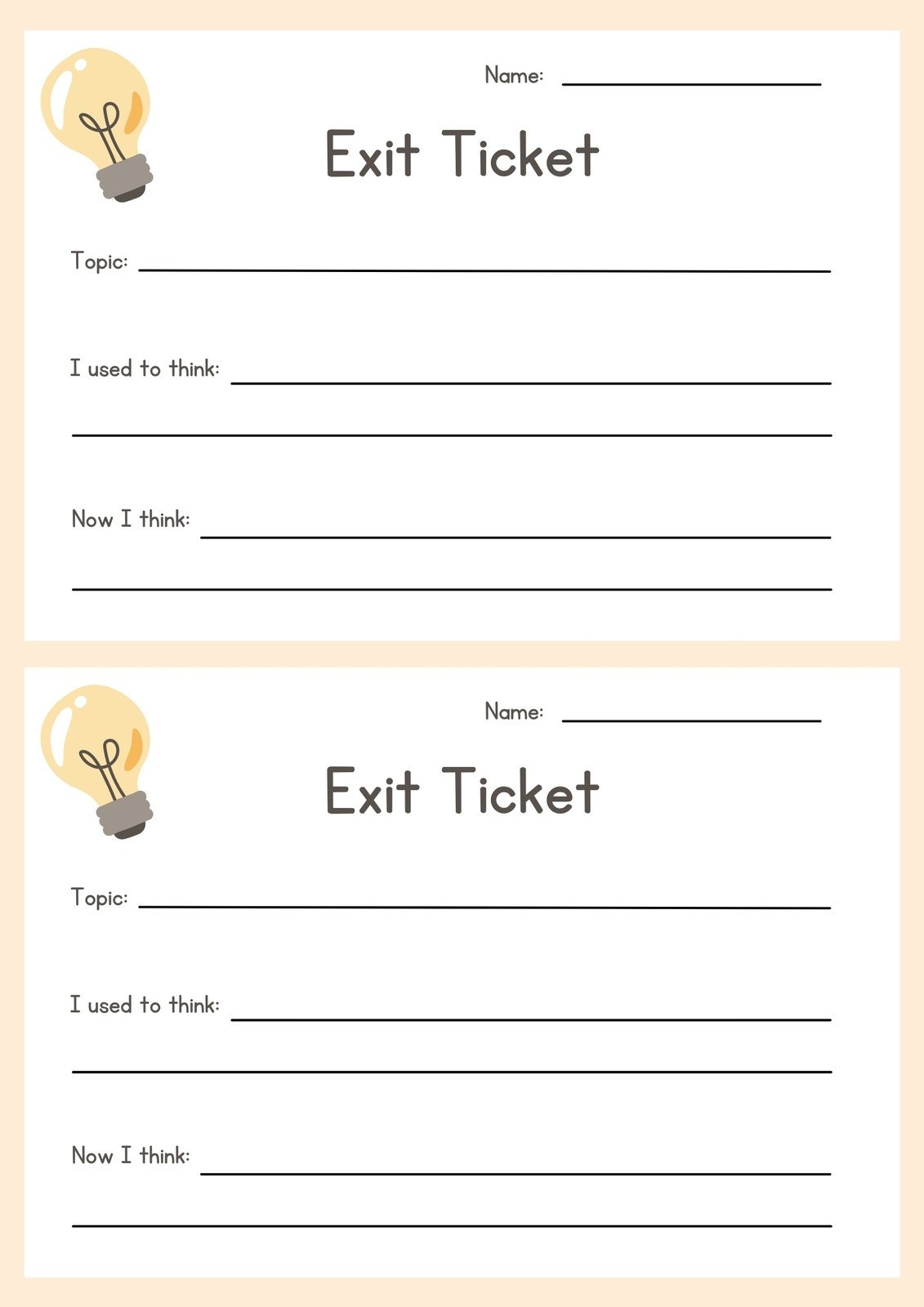 Page 2 Free Printable Exit Ticket Templates You Can Customize Canva
