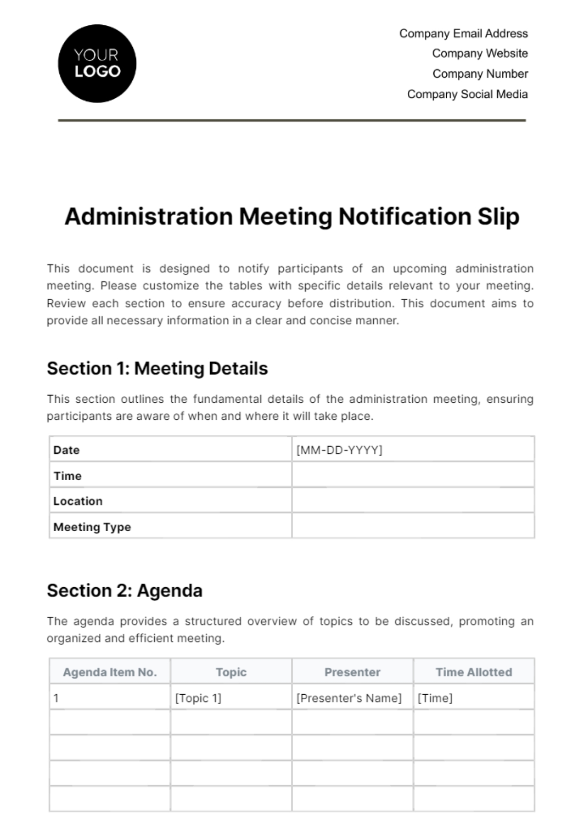 Page 3 Free Administration Templates To Edit Online