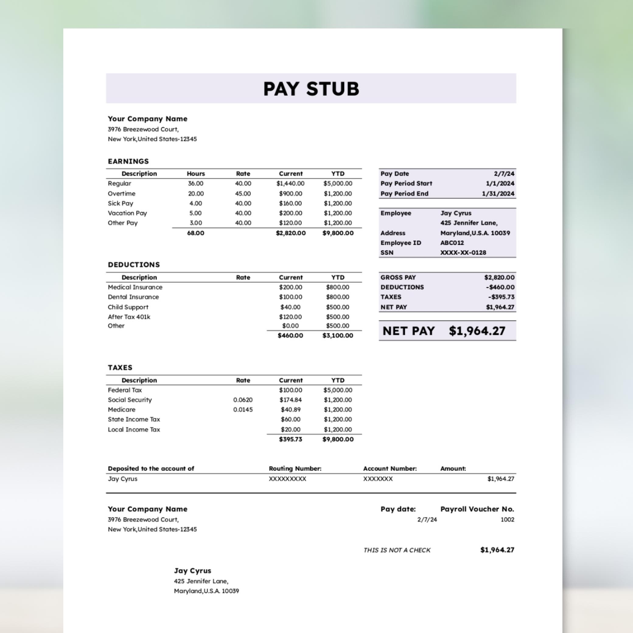 Pay Slip Excel Etsy Hong Kong
