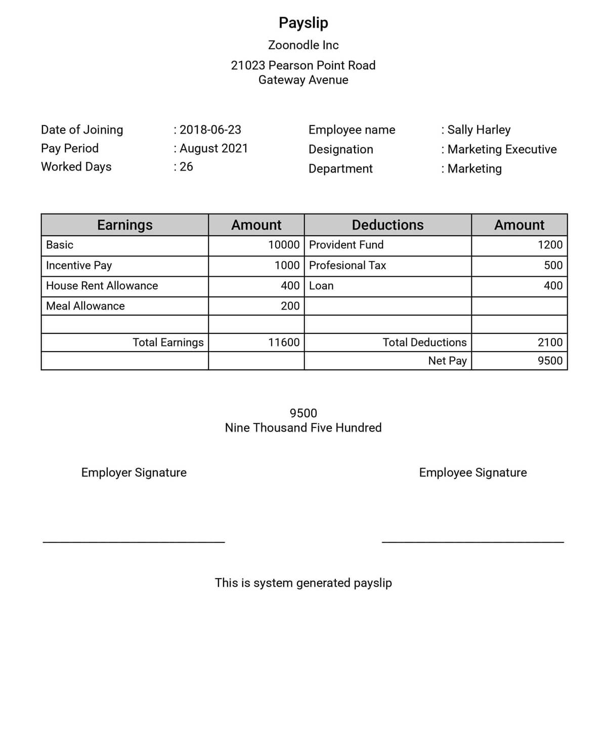 Payslip Sample Template Paysliper