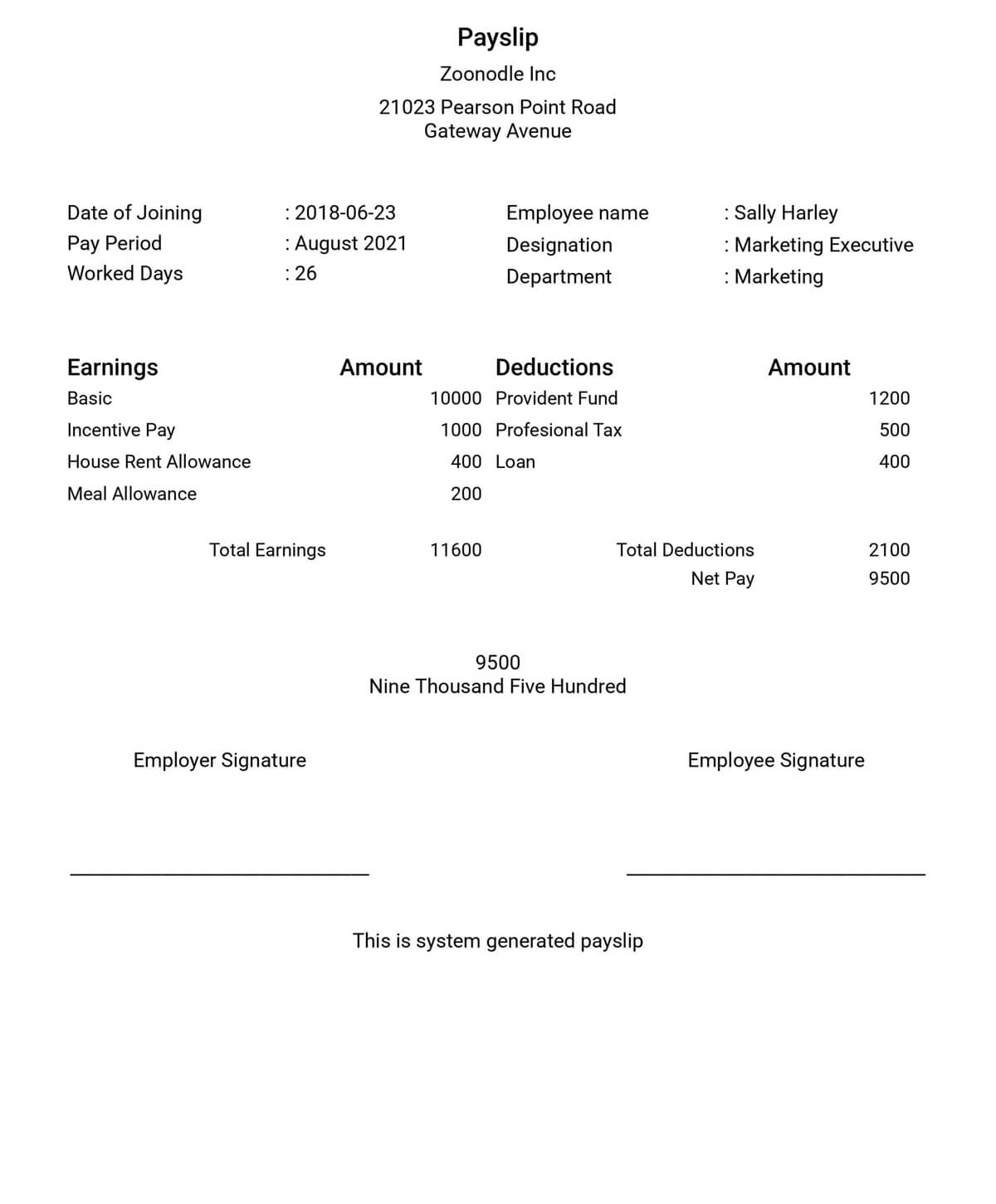 Payslip Sample Template Paysliper