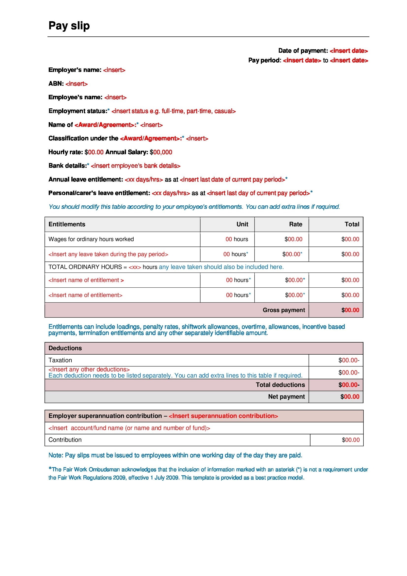 Payslip Template 28 Free Printable MS Excel Word U0026 PDF Formats 