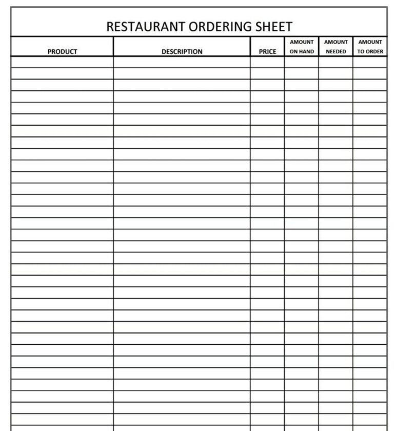 PDF Restaurant Order Sheet Etsy