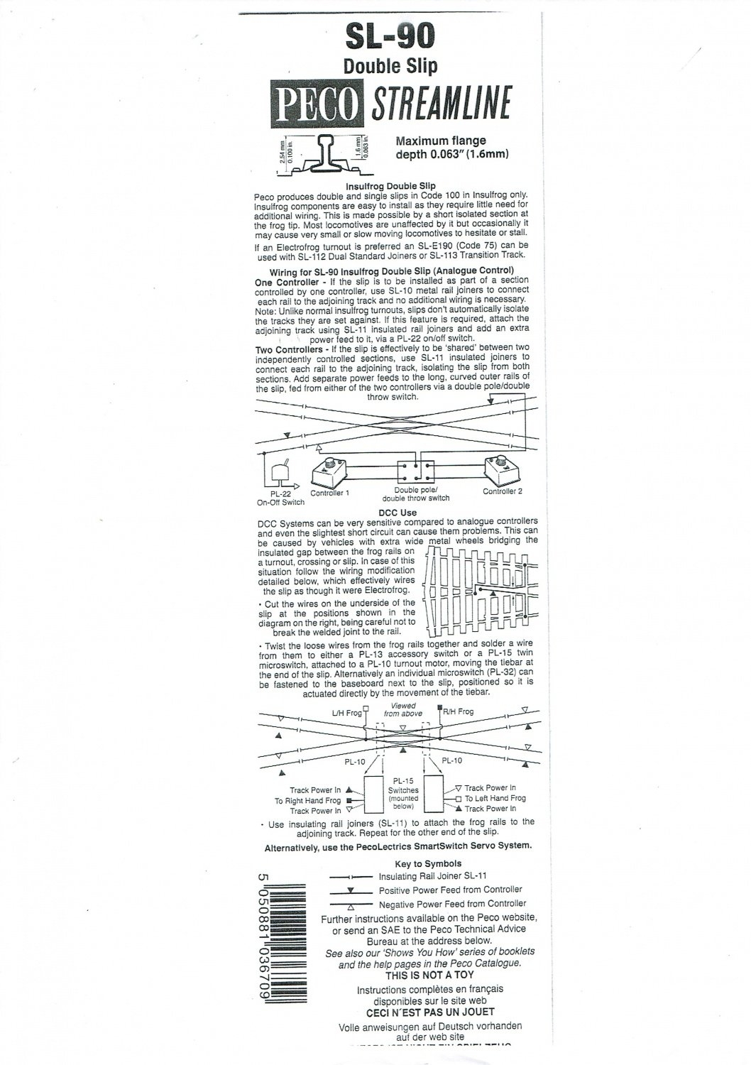 Peco SL 90 Double Slip DCC Help U0026 Questions RMweb